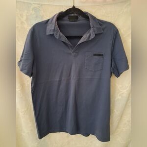 Prada Dark Blue Cotton Pocket Detail Polo T-Shirt Mens Size Medium
